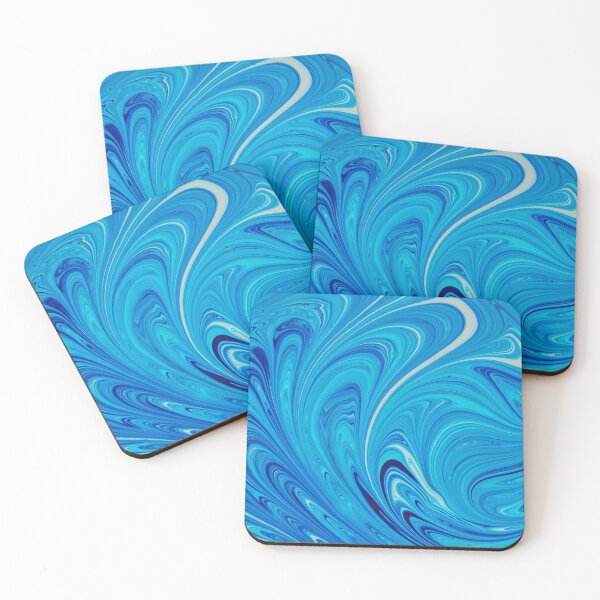 Item preview, Abstract blue, turquoise and white paint swirls designed and sold by Photostacia.