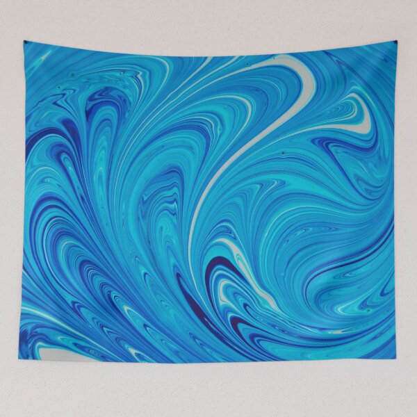 Item preview, Abstract blue, turquoise and white paint swirls designed and sold by Photostacia.