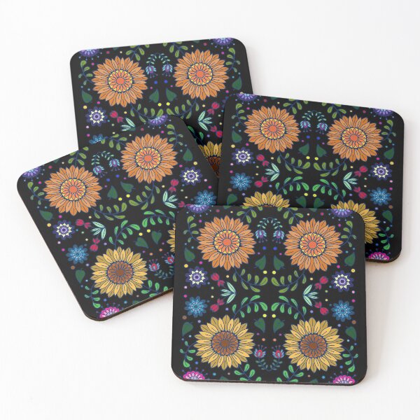 Item preview, Bright, Vibrant, Colorful Flowers On Black Background designed and sold by Gsallicat.