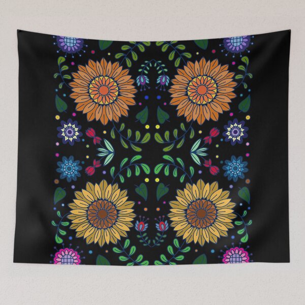 Item preview, Bright, Vibrant, Colorful Flowers On Black Background designed and sold by Gsallicat.