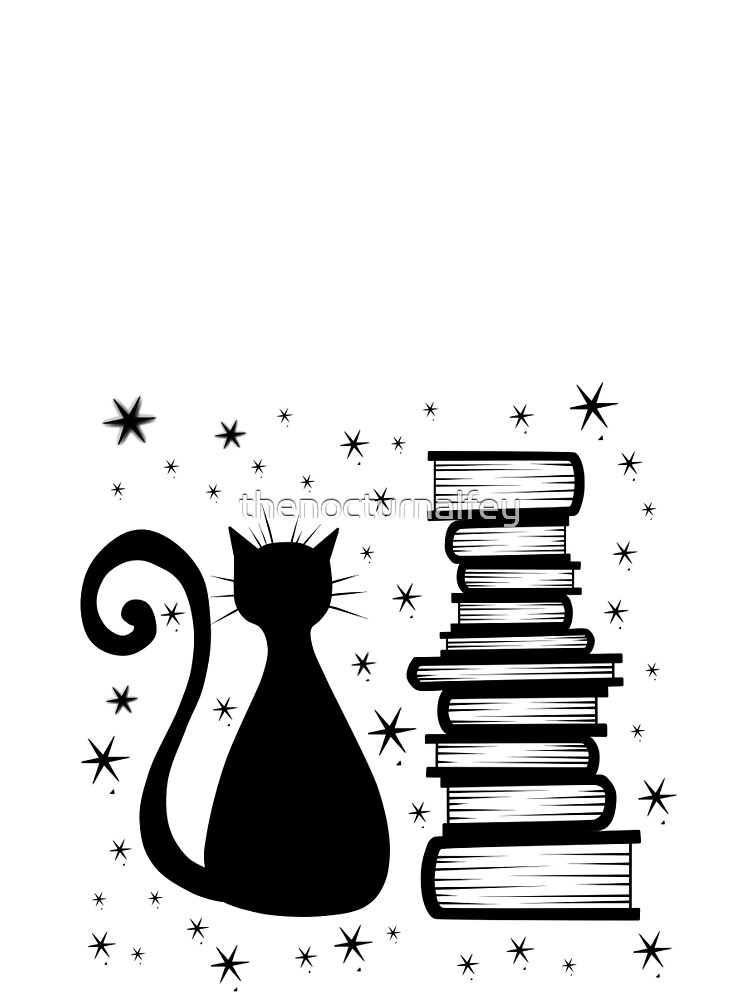 Thumbnail 5 von 5, Grafik T-Shirt, Eine Katze & Bücher designt und verkauft von thenocturnalfey.