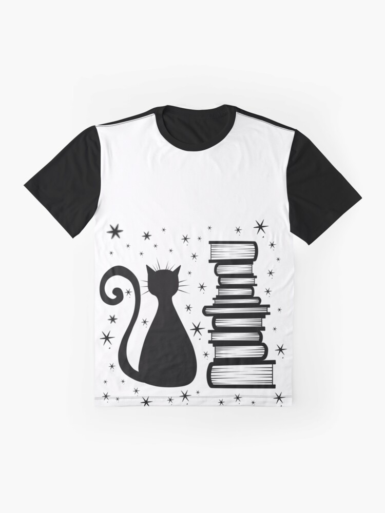 Thumbnail 4 von 5, Grafik T-Shirt, Eine Katze & Bücher designt und verkauft von thenocturnalfey.
