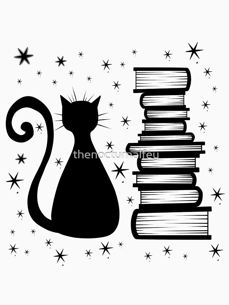 Thumbnail 7 von 7, Classic T-Shirt, Eine Katze & Bücher designt und verkauft von thenocturnalfey.