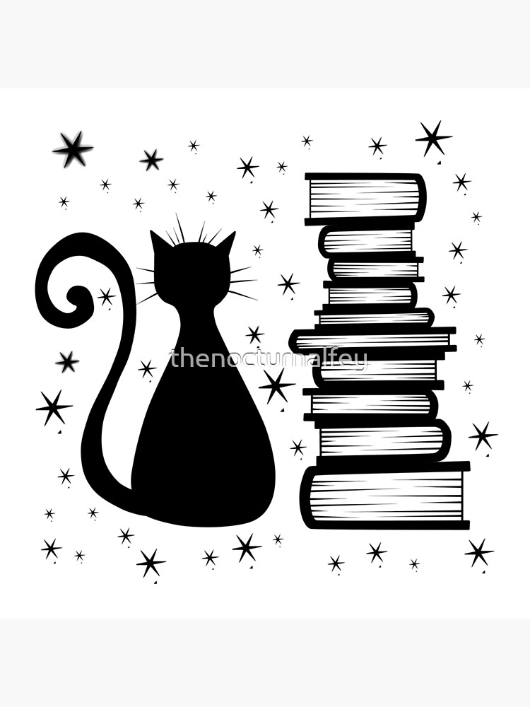 Thumbnail 4 of 4, Pillow, A Cat & Books designed and sold by thenocturnalfey.