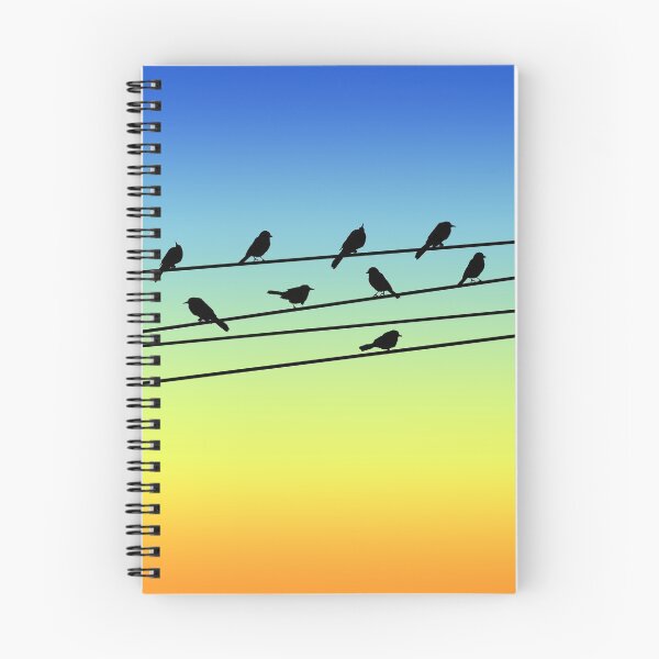 Item preview, Birds on Power Lines Blue Yellow Sunset Gradient designed and sold by Julie Erin Designs.