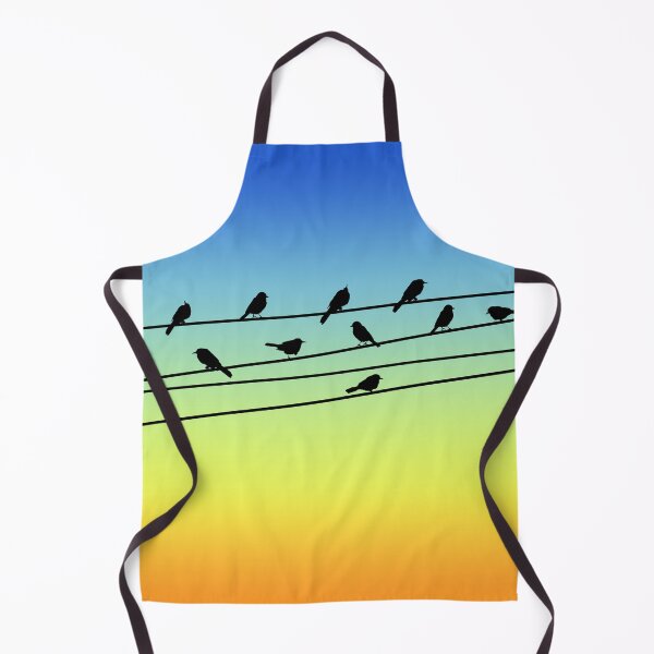Item preview, Birds on Power Lines Blue Yellow Sunset Gradient designed and sold by Julie Erin Designs.
