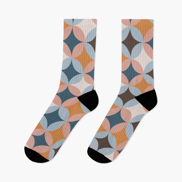 Item preview, Geometric Groovy retro pattern from the 70s - Brown, Blue and Orange designed and sold by Schuva.