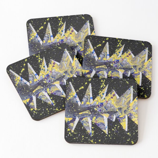 Item preview, FISHMAS TREE Eye Catching Vivid Yellow Silver Purple Blue Black 3D Abstract Acrylic Painting designed and sold by Alistair Coull.