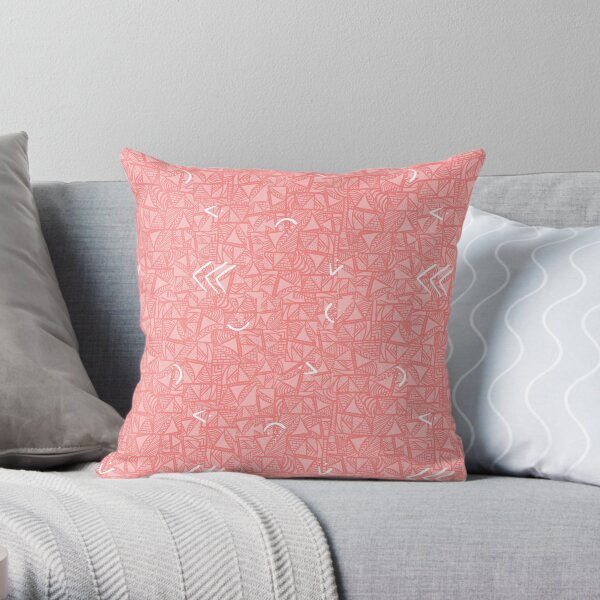 Abstract Drawn Geometric - Pink Throw Pillow