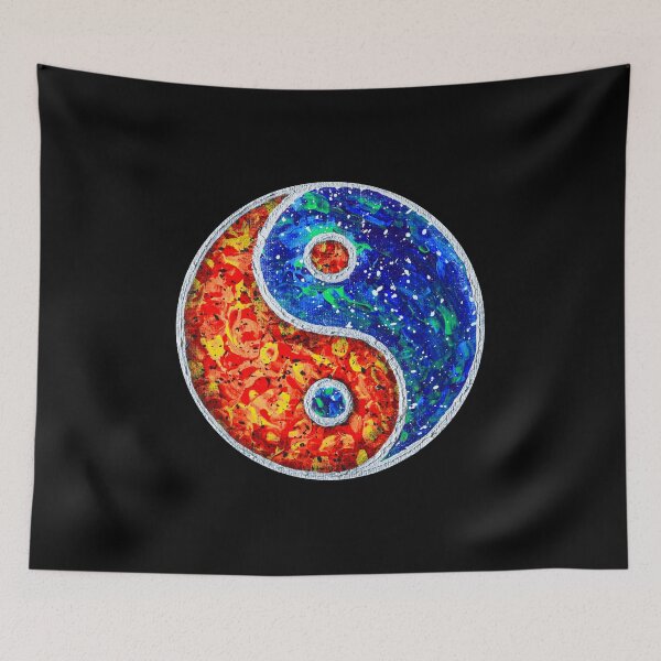Item preview, YIN AND YANG PSYCHEDELIC - Red Yellow Blue Green Silver Art designed and sold by Alistair Coull.