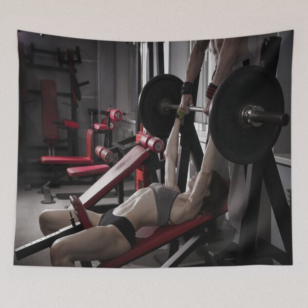 Item preview, Fitness Couple Working Out Gym Incline Bench designed and sold by 108dragons.