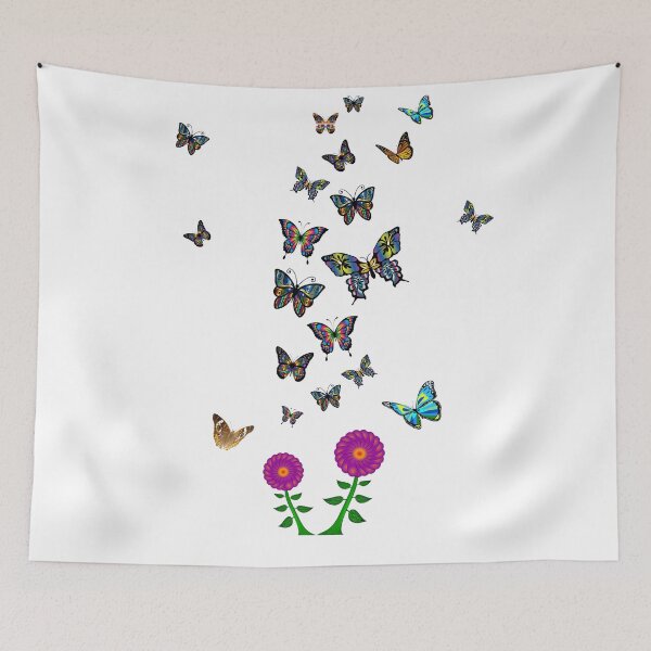 Item preview, Pretty Butterflies with Flowers Design. Simple butterfly images on white background designed and sold by Artsy Boulevard.