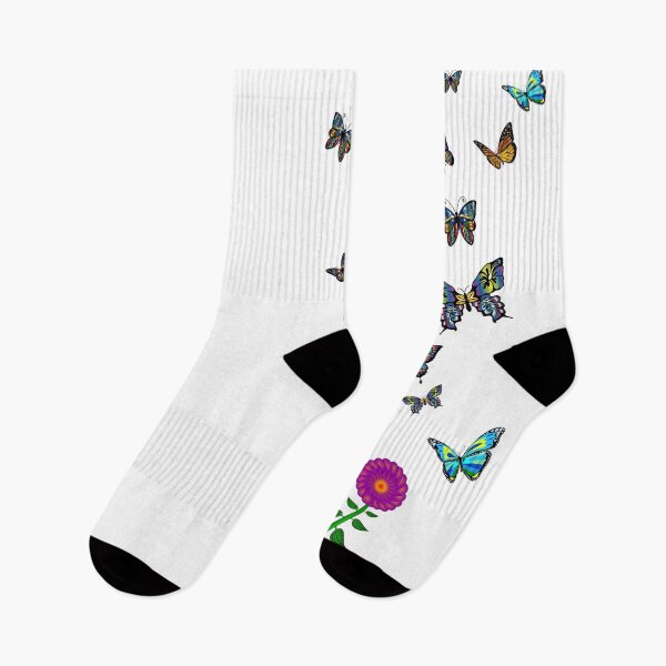Item preview, Pretty Butterflies with Flowers Design. Simple butterfly images on white background designed and sold by Artsy Boulevard.