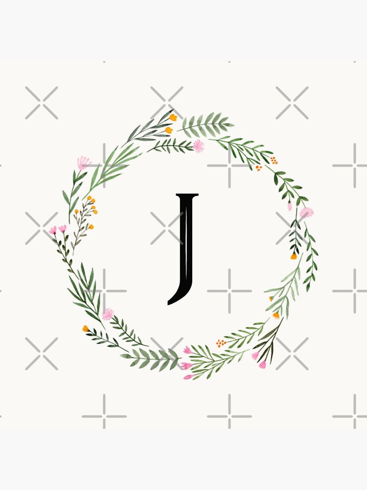 Floral Initial Letter J, Monogram Sticker for Sale by PinkLotusArt