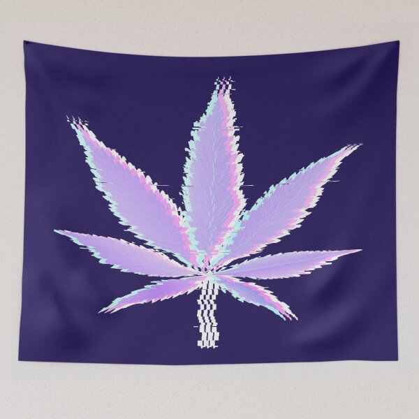 Artikelvorschau, Marihuana-Blatt-Glitch (Lila) entworfen und verkauft von PsychedelicLad.