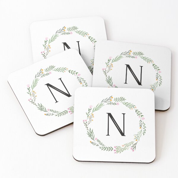 Item preview, Floral letter N monogram designed and sold by JustSeasons.