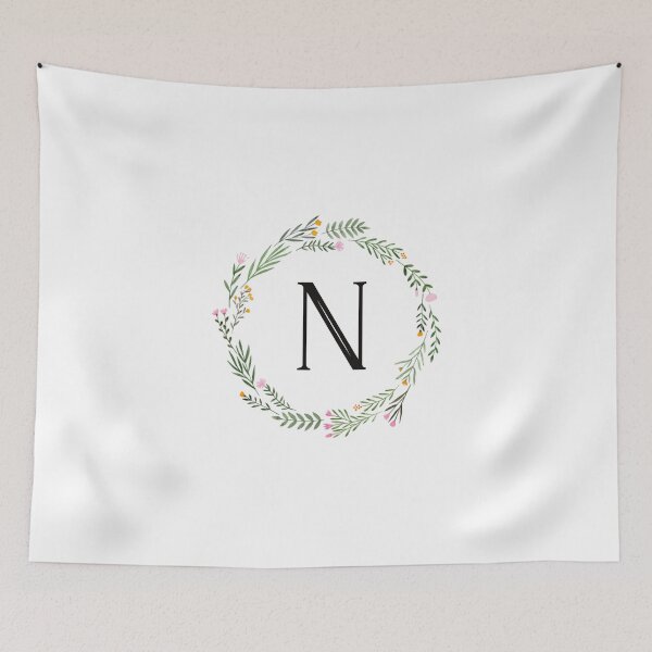 Item preview, Floral letter N monogram designed and sold by JustSeasons.