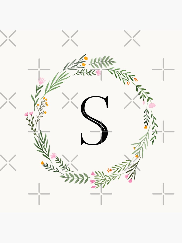 Monogram with blue leaves letter W Sticker by JustSeasons