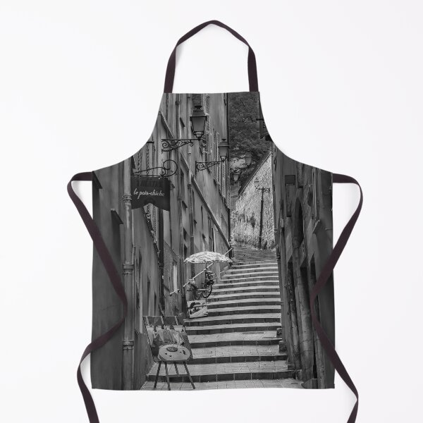 Item preview, Original fine art photo print featuring a black and white view of a narrow crooked street in the Old Town, Vieille Ville in Nice on the French Riviera. designed and sold by SvetlanaSF.