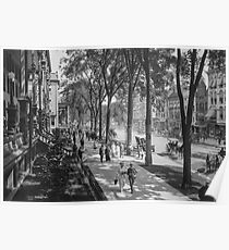 Broadway in Saratoga Springs, New York, ca 1915 (full size) Black & White version Poster