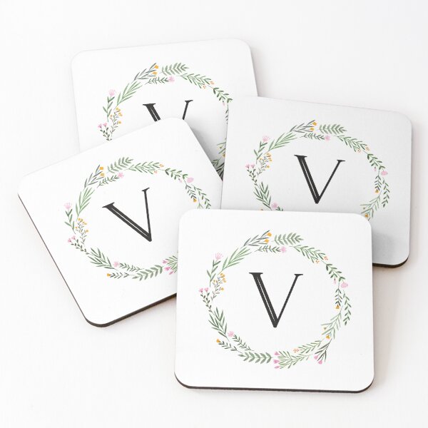 Item preview, Floral letter V monogram designed and sold by JustSeasons.