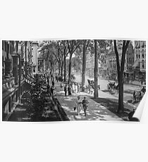 Broadway in Saratoga Springs, New York, ca 1915 (16:9 crop) Black & White version Poster