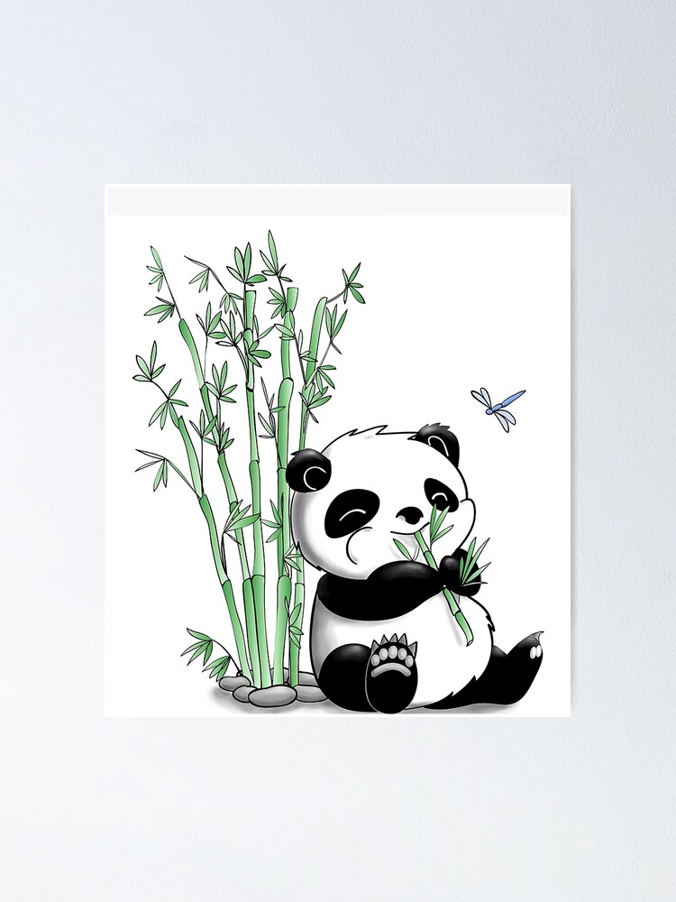 Cute Little Panda Munching On Bamboo Shoot - Cute Panda - Posters and Art  Prints