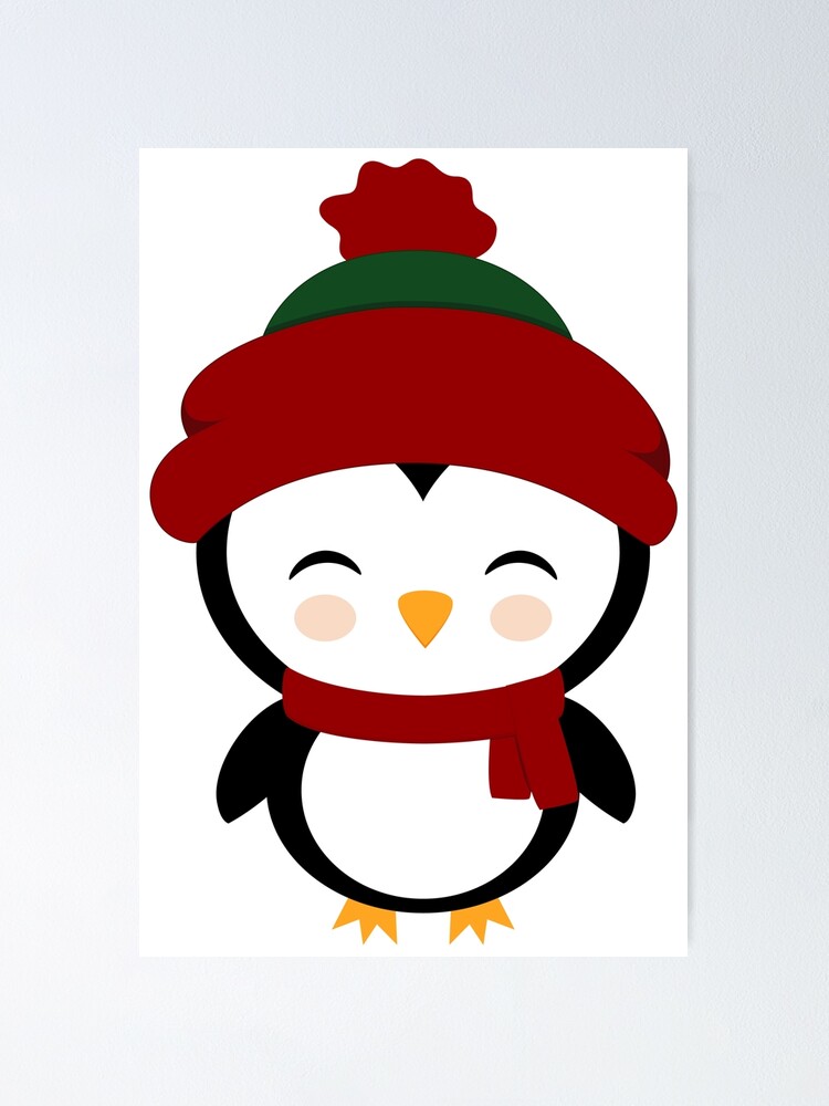 Cartoon penguin in a pink hat and sweater Vector Image