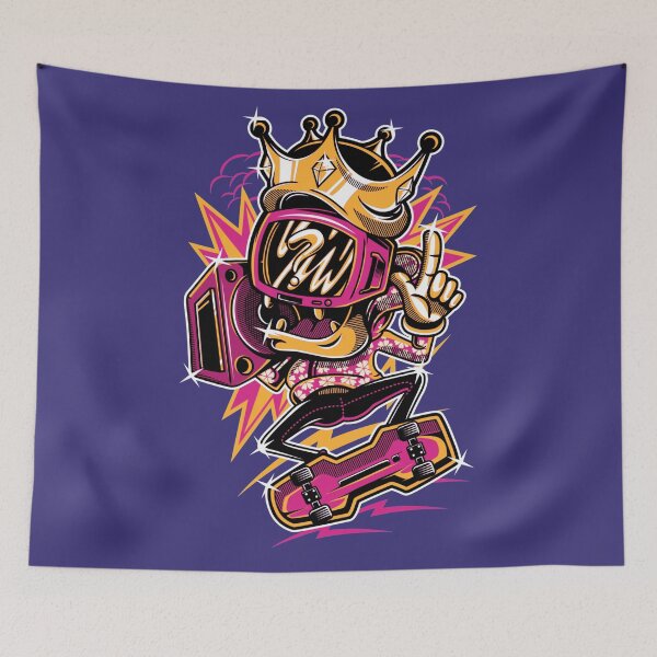 Item preview, Skateboarding Monster with Crown, Boombox and Goggles designed and sold by SLAG-Creative.