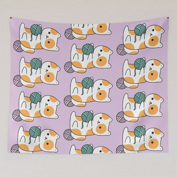 Item preview, Cute Cat Playing with Balls of Yarn Drawing designed and sold by SLAG-Creative.