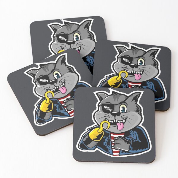 Item preview, Cartoon Pirate Cat with Eye Patch and Hook Hand designed and sold by SLAG-Creative.
