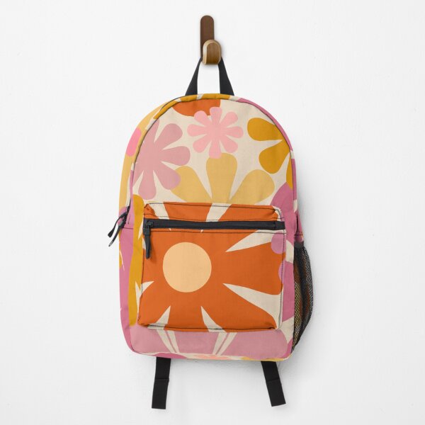 Item preview, Retro 60s 70s Flowers - Vintage Style Floral Pattern in Thulian Pink, Orange, Mustard, and Cream designed and sold by kierkegaard.