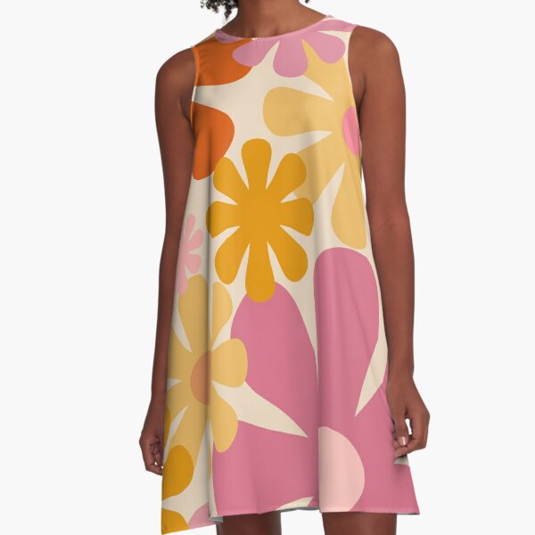 Vintage 1960s Short Floral Print Sun Dress With Built in Bra 60s Size 9/10  Medium Fitted Sundress Elastic Back Pockets 