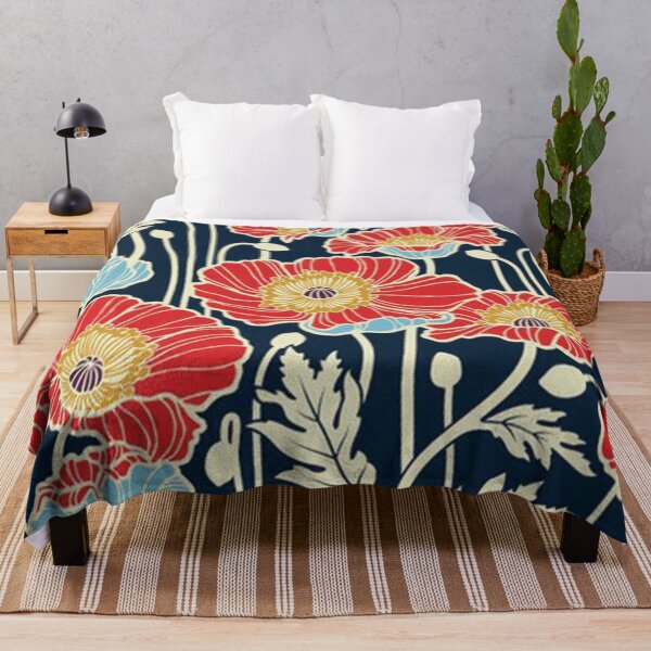 Item preview, Red Orange Navy Floral designed and sold by cutehappiness.