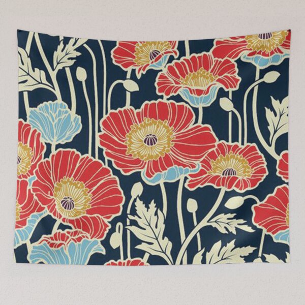 Item preview, Red Orange Navy Floral designed and sold by cutehappiness.
