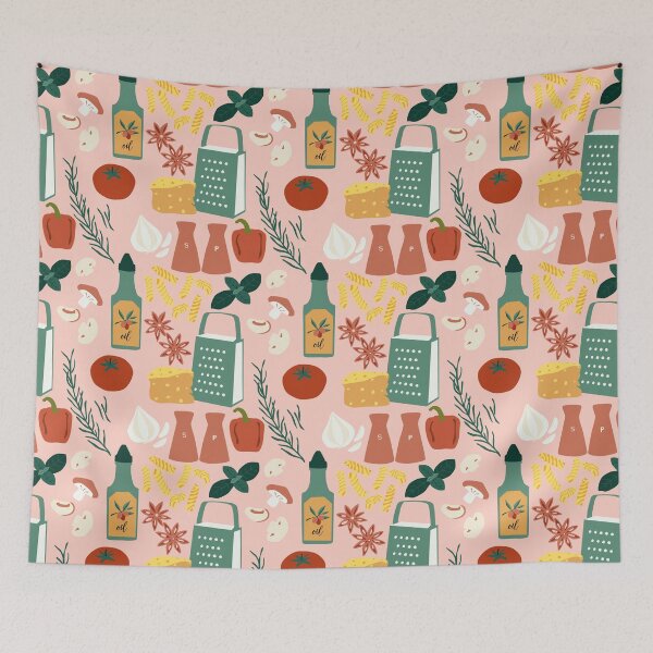 Item preview, Bon Appetit Pasta Ingredients Seamless Pattern designed and sold by dyesandpigments.