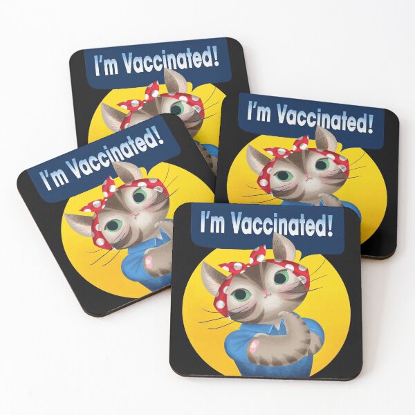 Item preview, Im Vaccinated! Rosie the Riveter Kitten Poster illustration designed and sold by Giddygoatthe3rd.