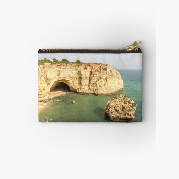 Item preview, Vale Covo in Gold and Turquoise - Seacave and Seastack at Carvoeiro Algarve Portugal designed and sold by Georgia Mizuleva.
