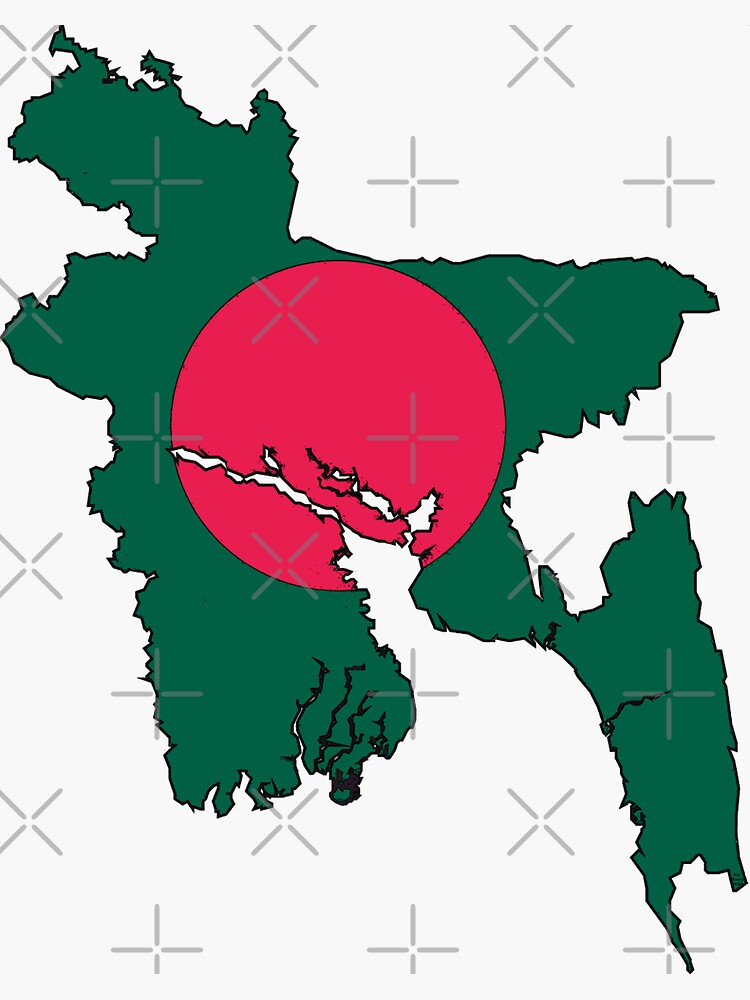 Bangladesh Map With Flag Sticker For Sale By Havocgirl Redbubble   Bg,f8f8f8 Flat,750x,075,f Pad,750x1000,f8f8f8.u3 