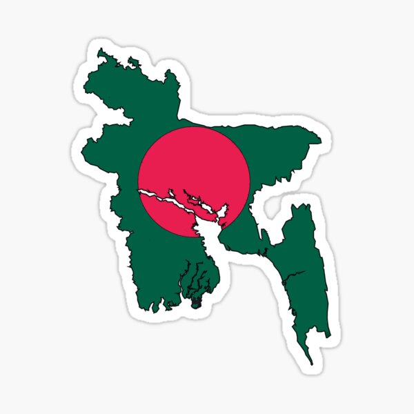 Bangladesh Map With Flag Sticker