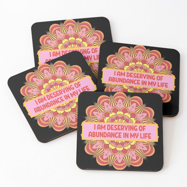 Item preview, I am deserving of abundance in my life Mandala positive affirmations designed and sold by dreamofdenim.