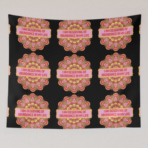 Item preview, I am deserving of abundance in my life Mandala positive affirmations designed and sold by dreamofdenim.