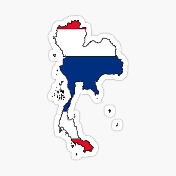 Aperçu de l'œuvre Carte de la Thaïlande avec le drapeau thaïlandais créée et vendue par Havocgirl.