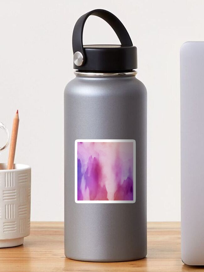 Thumbnail 1 of 3, Sticker, Pinks & Purple Watercolor Positive Space designed and sold by futureimaging.