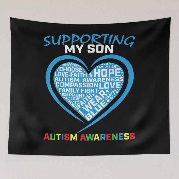 Item preview, Blue Heart Support Son Autism Awareness Mom Dad Women Men Gift  designed and sold by venitamara.