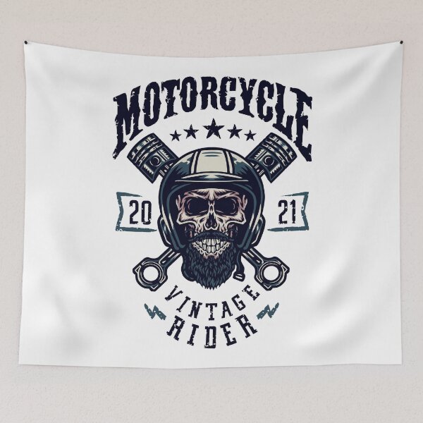 Item preview, Retro Motorcycle Skull designed and sold by Curio Meridian.