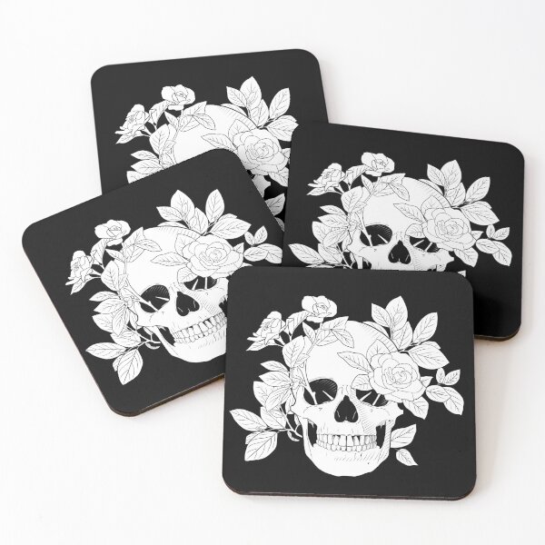 Item preview, Skull Girl - white roses (black) designed and sold by Brysiaa.