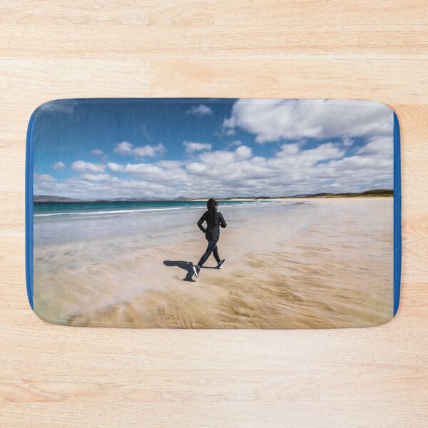 Item preview, A young woman with curly hair enjoys running on the beach of Ardara in County Donegal, Ireland designed and sold by AlbertMi.