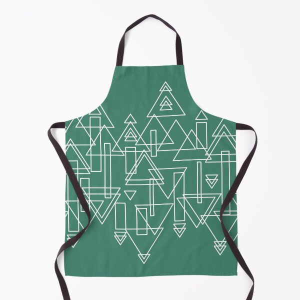 Item preview, Abstract triangles and rectangles geometric pattern in white with dark green background designed and sold by CiniArt.