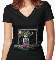 acrylic paint Women's Fitted V-Neck T-Shirt